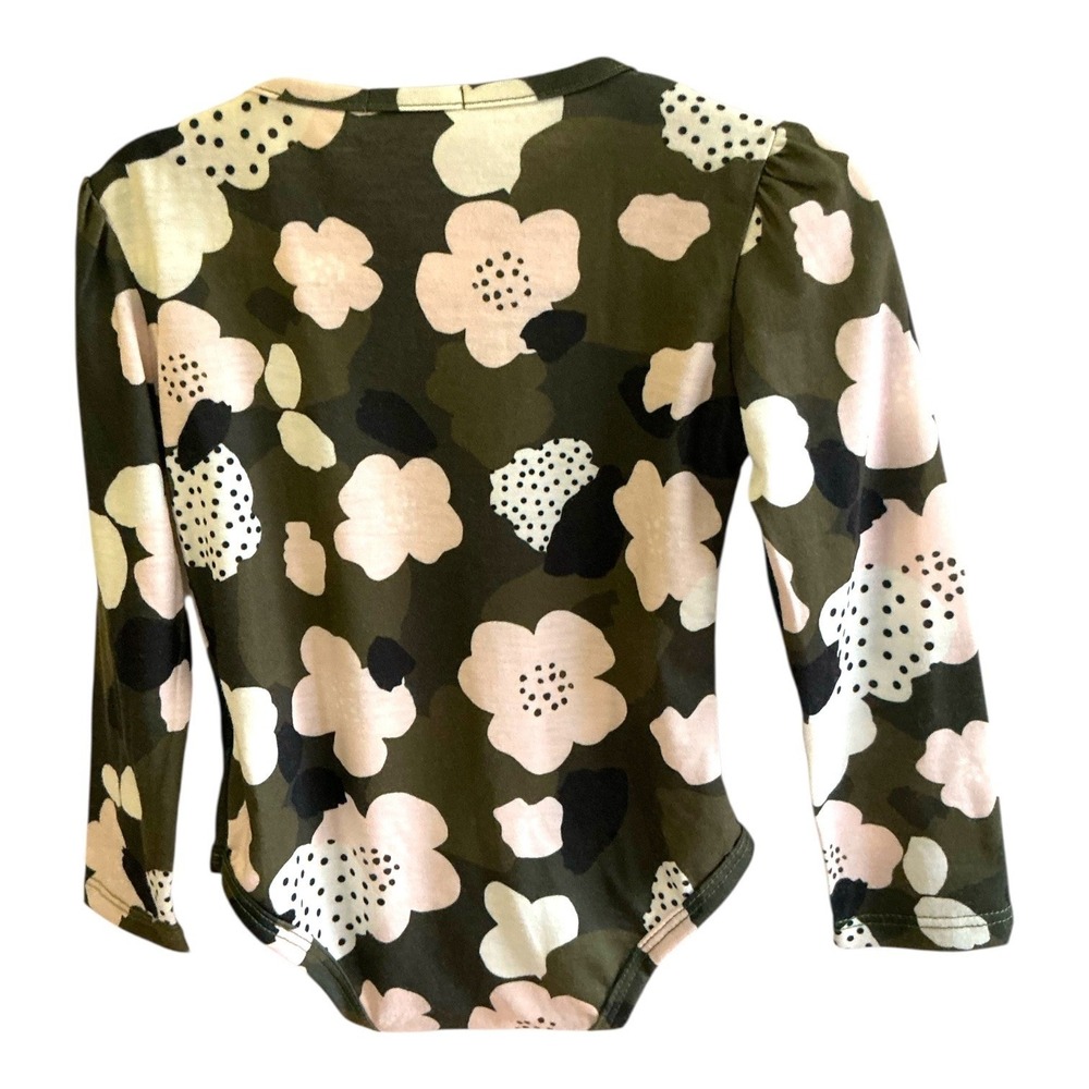Petit Chameau Baby Girls Camo Floral Long Sleeve Bodysuit 9-12 Months - Picture 2 of 4